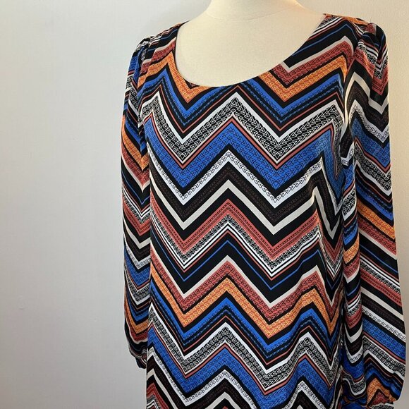 Almost Famous Women's Colorful Geometric Stripe Dress - Size Medium - Picture 2 of 6